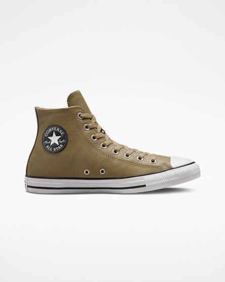 Men's Converse Chuck Taylor All Star Leather High Top Shoes Khaki | AU 19648R